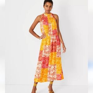 Ann Taylor Patchwork Floral Maxi Dress NWT Size Large